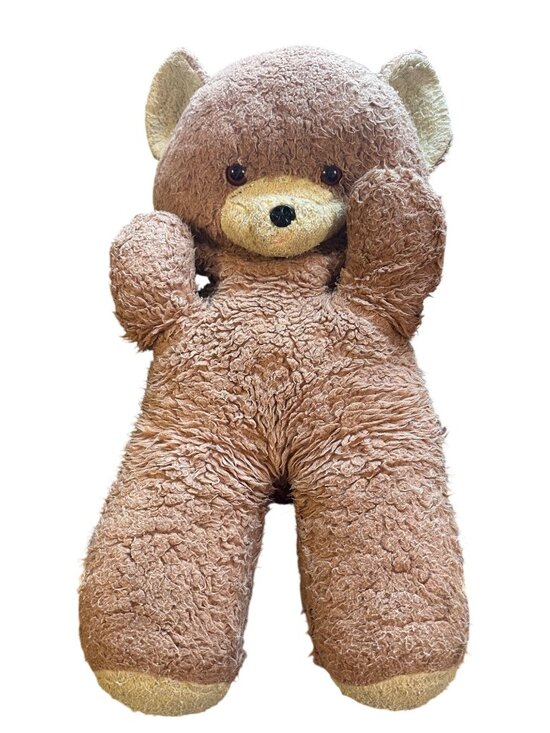 Unknown Other - Vintage 1970s Large Plush Teddy Bear With Tongue 26 Inches Brown & Beige Retro S